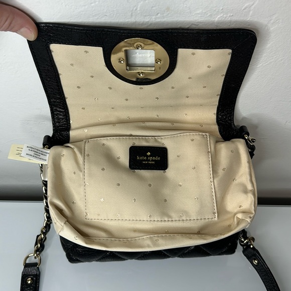 Kate Spade black quilted leather crossbody bag w/ chain strap - Picture 7 of 14
